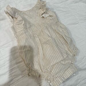 Cream Striped Baby Romper